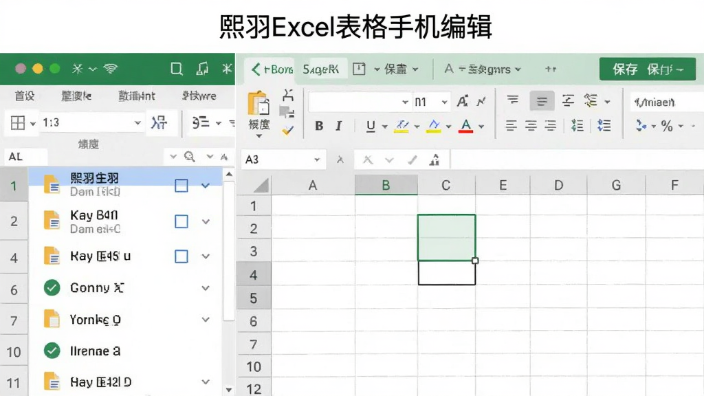 �����ǡ�����Excel�����ֻ��༭���Ĳ��������ͼ���廭�������������ʾ�����ļ��б����Ҳ���ʾ���ڱ༭�ı������ݣ��Ű������������ڻ��涥��������Ǳ�ƽ��UIչʾ���ϸ���ϰ�����Ԫ��༭��ꡢ���б�ǩ�����水ť��Ԫ�أ����ʸɾ������޶���Ԫ�ء�