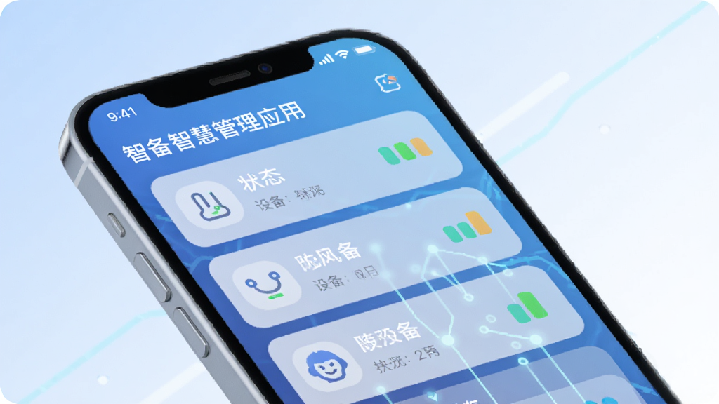 �豸�ǻ۹ܼ�Ӧ��������չʾ��������һ�������Ƽ��е������ֻ���Ļ����Ļ����ʾ�������豸�������棬���豸�б���״ָ̬ʾ�ƣ����ּ�࣬�Ű�����������ִ���ƽ����ϸ��Բ�󣬻��ʸɾ��޶���Ԫ�أ�����Ϊ��͵����׽���