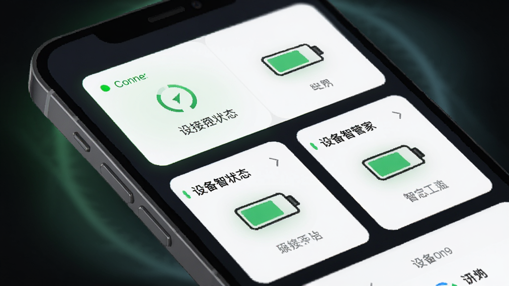 �豸�ǻ۹ܼ�ʵʱ��ع��ܽ��棬�������ֻ���Ļ��ʾ�豸����״̬�͵���ͼ�꣬����Ϊ��Ƭʽ�б����Ű����룬����Լ�Ƽ��У�ϸ������ɫ����ָʾ�ƺ͵��ͼ�꣬���ʸɾ��޶���Ԫ�أ�����Ϊ��ɫģʽ�µ���͹���