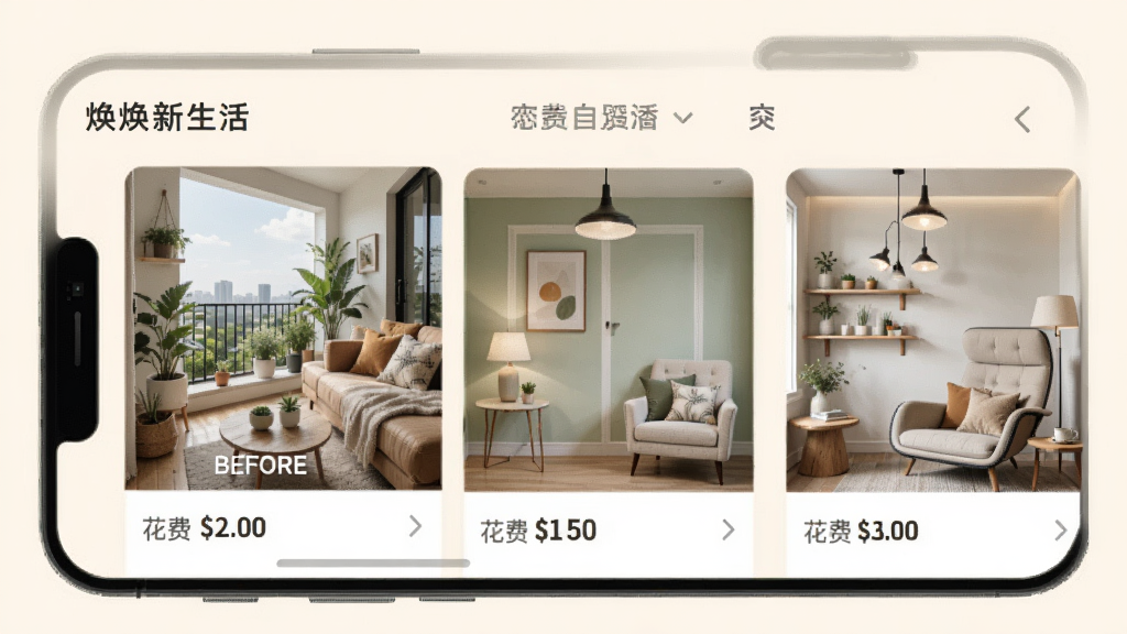 ��������App�Ҿӻ�����п�ҳ�棬�ֻ���Ļչʾ����ҾӸ��참������ͼ��������̨����ǰ��Աȡ�ǽ�淭��Ч����ÿ�������·���ע���ѽ�������ÿ�Ƭʽ���֣�����Ϊ�װ�ɫ�������ܰ��������ʸɾ�������Ԫ��