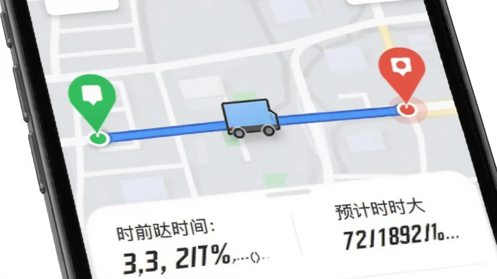���ϰ�������Ӧ����ʵʱ�켣׷�ٹ��ܽ��棬�ֻ���Ļ�Ϸ���ʾ��ͼ·�ߣ���ɫ������ע����·���������յ�����ɫ�ͺ�ɫͼ�������м��л���ͼ����·���ƶ����·���ʾԤ�Ƶ���ʱ��͵�ǰʱ�٣�����Ϊǳ��ɫ��ͼ��ͼ�����廭�����������ֱ�ǩ��ȷ������ִ����