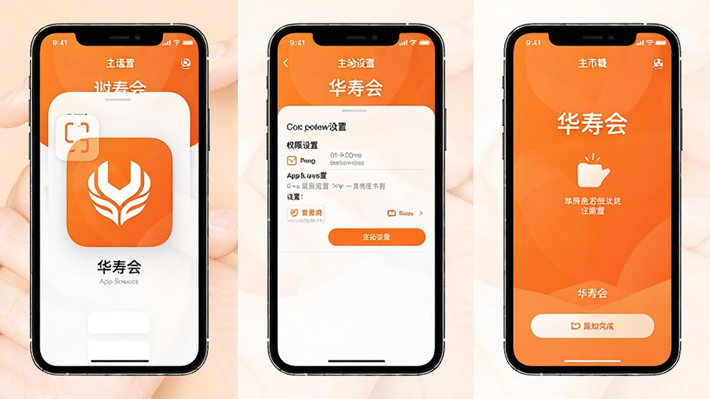 һ��չʾ�����ٻᡱApp���ֻ��ϰ�װ���������̵Ĳ���ʾ��ͼ�������Ϊ���񣬵�һ���ǵ����װ�����ڶ�����Ȩ�����ý��棬�������������������ɣ��������࣬�Գ�ɫ�Ͱ�ɫΪ�������ʸɾ����޶���Ԫ��