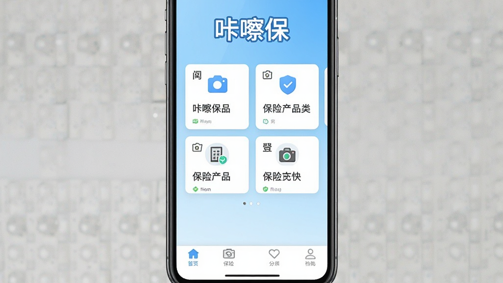 һ���ֻ���Ļ��������д����Ļ����ʾ���걣App�������棬���涥���С����걣�������ֵ�Logo���м��������ı��ղ�Ʒ���࿨Ƭ���ײ��е�������������ǳ��ɫ���䣬������ɾ���࣬�����������޶���Ԫ��