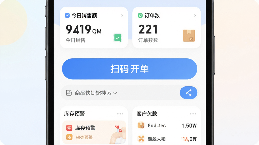 ��Ӫͨ����������������ȫòչʾ������Ϊ�ֻ���Ļ�ϵ�Ӧ�ý��棬�����Ϸ��ǽ������۶��붩��������Ƭ���м�����Ŀ��ɨ�뿪����ť����Ʒ������������·�Ϊ���Ԥ���Ϳͻ�Ƿ���б����Ű����������Ϊ�ִ���ƽ����ƣ�ϸ��Բ�󣬻��ʸɾ��޶���Ԫ�أ�����Ϊǳɫ���䣬������ͼ�ꡣ