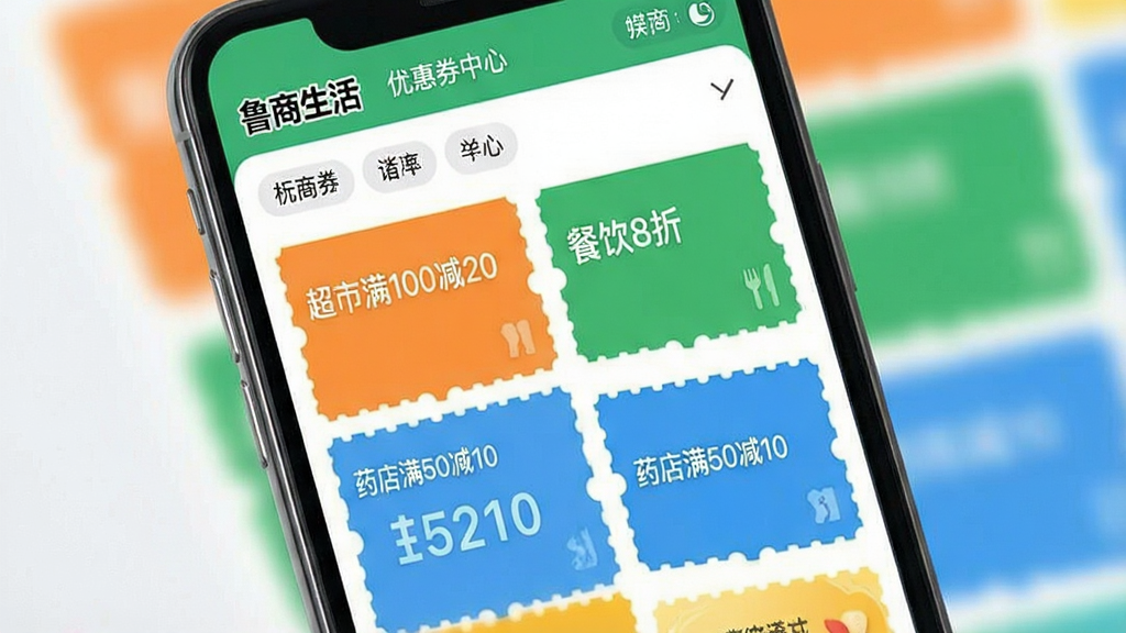 ��³�����App�Ż�ȯ���Ľ����ͼ���ͼ����������Ϊ�ֻ���Ļ����Ļ����ʾ���Ų�ͬ��ɫ���Ż�ȯ��Ƭ���ֱ��ע��������100��20��������8�ۡ���ҩ����50��10������������Ƭ�������룬�����С�³����������ɸѡ��ǩ�����Ϊ���±�ƽ����ƣ�ɫ���Գ�ɫ����ɫ����ɫ����ȯ�֣������������޶���Ԫ��