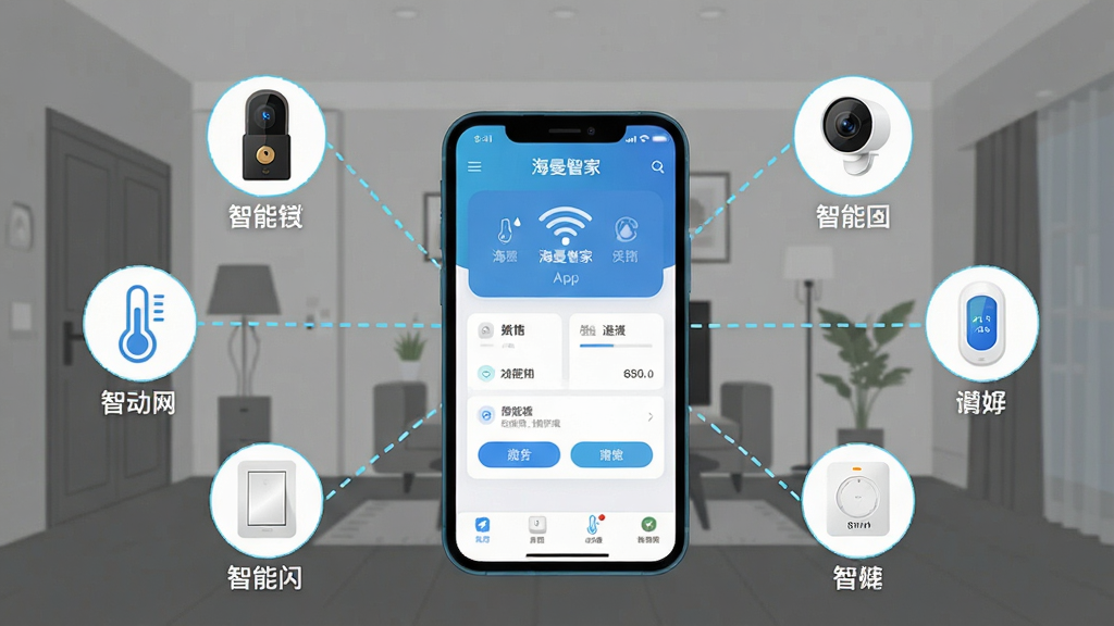 һ��չʾ���ܼҾ��豸�Զ�������ʾ��ͼ�������Ժ����Ǽ�App����Ϊ�Ӿ����ģ���Χ��������������������ͷ����ʪ�ȴ����������ܿ��ص��豸ͼ�꣬�õ���ɫ�������ӱ�ʾ�ѳɹ��������磬�����Ǽ�Լ�ļҾӻ������������ƫ���ƽ���Ƽ��У��Ű����Ҿ��⣬���������ɾ���ͼƬ�д��С������Ǽҡ����ֱ�ʶ