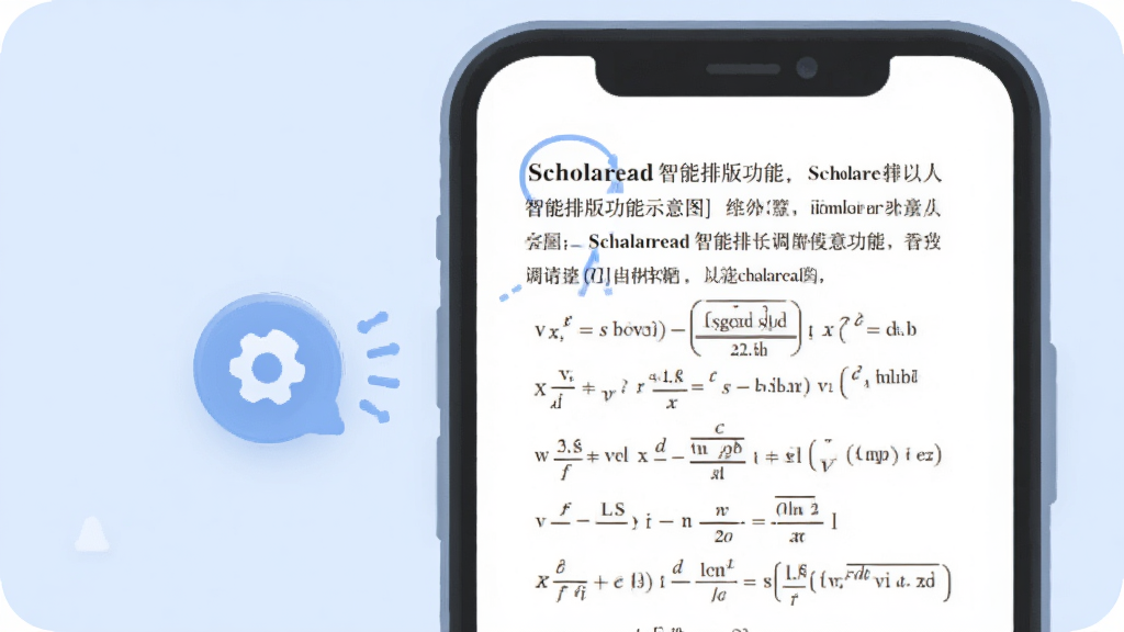 Scholaread �����Ű湦��ʾ��ͼ���ֻ���Ļ��ʾһƪѧ�����ı������Ű���ʺ��Ķ�����ʽ��������������ʽ���룬�Ա���һ��С����ͼ������Զ������������ǵ���ɫ������ƽ����ϸ��Բ�󣬻��ʸɾ���������Ԫ��