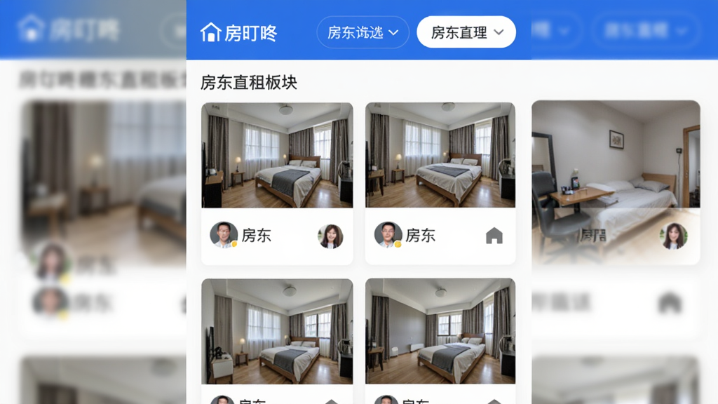 �ֻ�Ӧ�ý����ͼ���չʾ�����˵ķ���ֱ���飬�������ж����Դ��Ƭ��ÿ�ſ�Ƭ��ʾ����ʵ��ͼ�ͷ���ͷ�񣬶�����ɸѡ��ť�����岼��������������ɫ�����ʸɾ��޶���Ԫ��