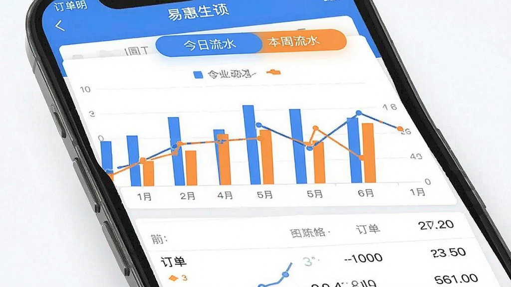 �׻�˾����App��ˮͳ��ҳ�棬�ֻ���Ļ��ʾ��״ͼ������ͼ��ϵ���ˮ����ͼ���Ϸ��С�������ˮ����������ˮ���л���ǩ���·��ж�����ϸ�б����������ִ���ƽ������ͼ������ɫ�ͳ�ɫ���֣����ʸɾ������ֱ�ǩ�����޶���װ��