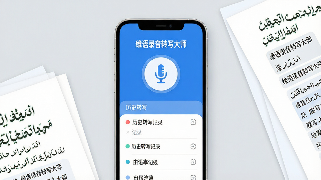 ����������һ�������ֻ�����Ļ����ʾ�š�ά��¼��תд��ʦ����Ӧ�������棬������������ɫΪ���������������Ϸ���һ����Ŀ����˷�¼����ť���·���������ʷתд��¼�б��������Ǽ���ǳ��ɫ���棬�ֻ��Ա�ɢ���ż���ӡ��ά����ĺ����ĵ�ֽ���ĵ�������ִ���ƽ����ϸ��Բ�󣬻��ʸɾ��������޶���Ԫ��