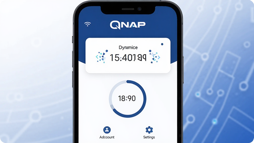 QNAP Authenticator ����������ȫòչʾ���ֻ���Ļ���з��ã�����������ɫ�Ͱ�ɫΪ��ɫ����������ʾ QNAP Ʒ�Ʊ�ʶ���в��Ƕ�̬��֤�뿨Ƭ�͵���ʱԲ�����ײ��������˻�������ͼ�꣬�����Ǽ��ĿƼ��н��䣬����ִ���ƽ��ϸ������Բ�󣬻��ʸɾ����޶���Ԫ��