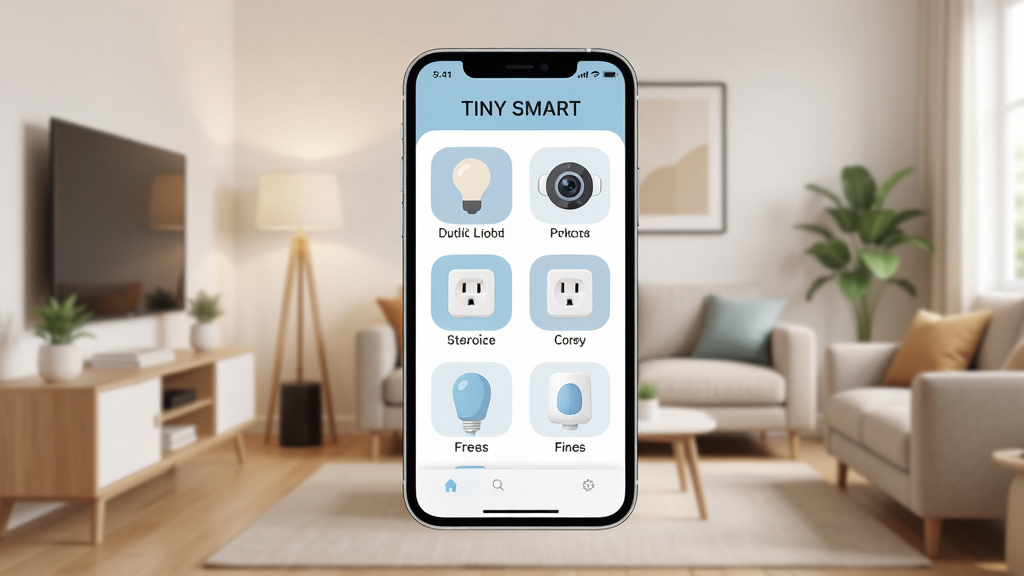 һ��չʾTiny Smart����ȫò��ͼƬ������������һ�������ֻ����ֻ���Ļ��ʾ��Tiny Smart�������棬�������������������ܵ��ݡ�����ͷ���������豸ͼ�꣬��������ܰ���ִ��Ҿӻ��������ּ�����ˣ�����ִ���ƽ����ϸ��Բ�����������ʸɾ��޶���Ԫ��