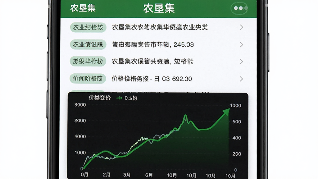 ũ�Ѽ�App����Ѷ��������棬����Ϊ�ֻ���Ļ����Ļ����ʾũ�Ѽ���ũҵ��Ѷ�б����г��۸�����ͼ������Ϊ�Ϸ���Ѷ�����б����·�Ƕ��򵥵�����ͼչʾ�۸�仯���Ű����������Ϊ�ִ���Ѷ��App���ϸ�ڰ�����ũ�Ѽ�����������ɫ�ļ۸����ߡ������ķ����ǩ�����ʸɾ����޶���Ԫ��