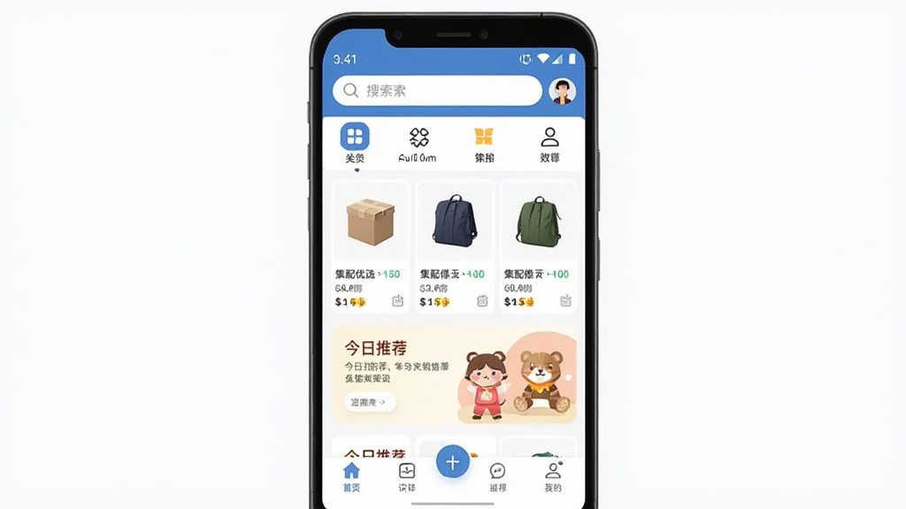 ������ѡ�ͻ��� �ֻ�Ӧ��������չʾ ����Ϊһ����׿�ֻ���Ļ ��Ļ����ʾ������ѡ�ͻ��˵Ĳɹ���ҳ ������������ͷ���ͼ�� �м�����Ʒ�б��ͽ����Ƽ� �ײ����������� ���ּ�� �Ű����� ����ִ���ƽ�� ϸ��Բ�� �������� �ɾ� �޶���Ԫ��