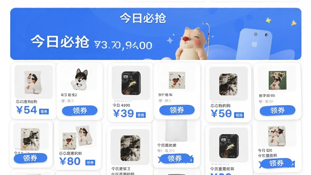 �ֻ�����չʾ��оо�������Żݾۺ�ҳ�棬�����С����ձ�����������·������Ų�ͬ��Ʒ�Ŀ�Ƭ��ÿ�ſ�Ƭ������Ʒͼ���۸�͡���ȯ����ť����������ˬ��������ɫ�����ֹ��������ʸɾ��������������޶���Ԫ��