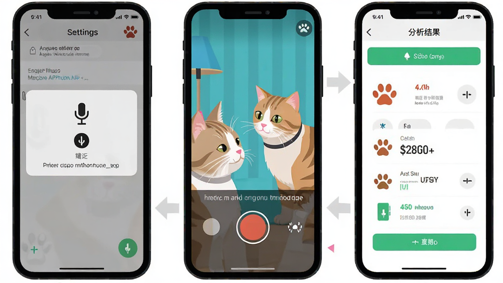 һ��չʾè�����APP¼�����������ʾ��ͼ�������Ϊ�������֣������ʾ�ֻ������п�����˷�Ȩ�޵Ľ��棬�м���ʾ�ֻ�����è��¼���ĳ������Ҳ���ʾ�������ҳ�棬������Ϊ��ƽ����Ϣͼ��ɫ�����죬��������������è�����ı�ʶ�����ʸɾ����޶���Ԫ��