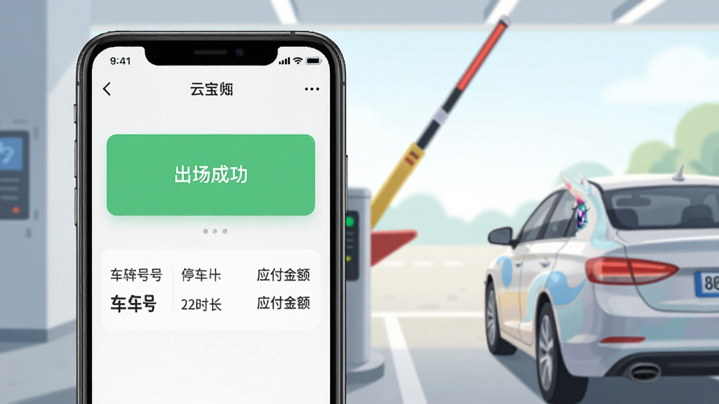 һ��չʾ���Ʊ���APP�޸�֧�����ܵ��ֻ�����ͼ�������������ֻ���Ļ����Ļ����ʾ�������ɹ�������ɫ��ʾ���·��г��ƺš�ͣ��ʱ����Ӧ����������ͣ��������բ���ڣ�բ����̧��һ������ʻ��������������������������ص�ͻ��֧���ɹ��������С�
