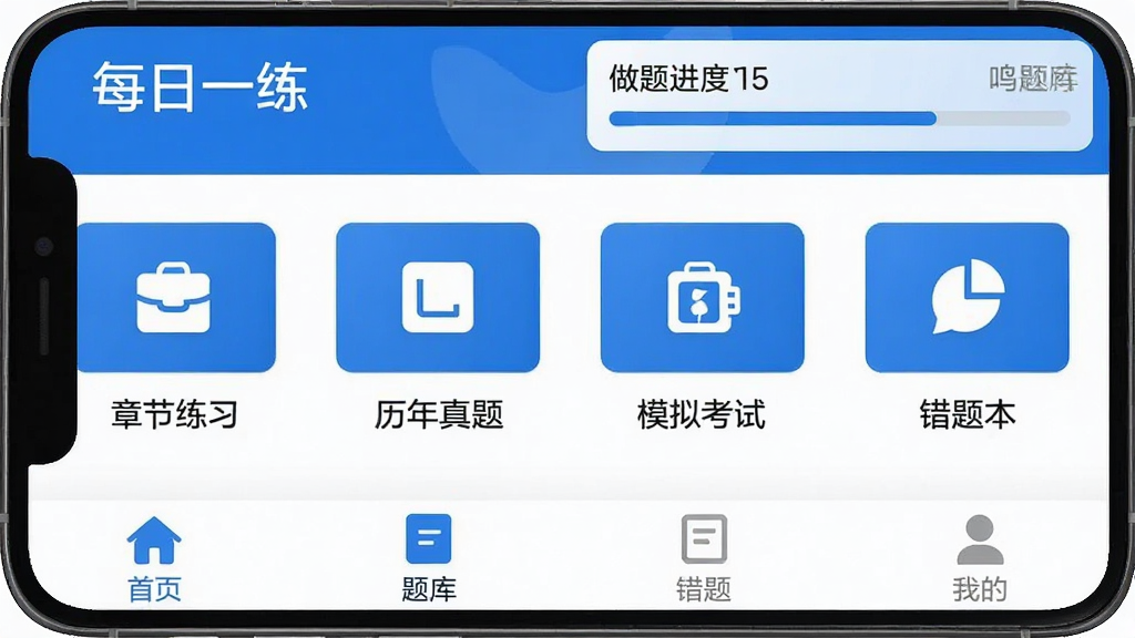 һ�����ʦ����� �ֻ�APP�������ͼ����ɫ�Ͱ�ɫΪ��ɫ����������ʾÿ��һ����������ȣ��м����½���ϰ���������⡢ģ�⿼�ԡ����Ȿ�ĸ�����ͼ�꣬�ײ�������Ϊ��ҳ����⡢���⡢�ҵ��ĸ�ѡ����岼�ּ������������ִ���ƽ�����ʸɾ��޶���Ԫ��