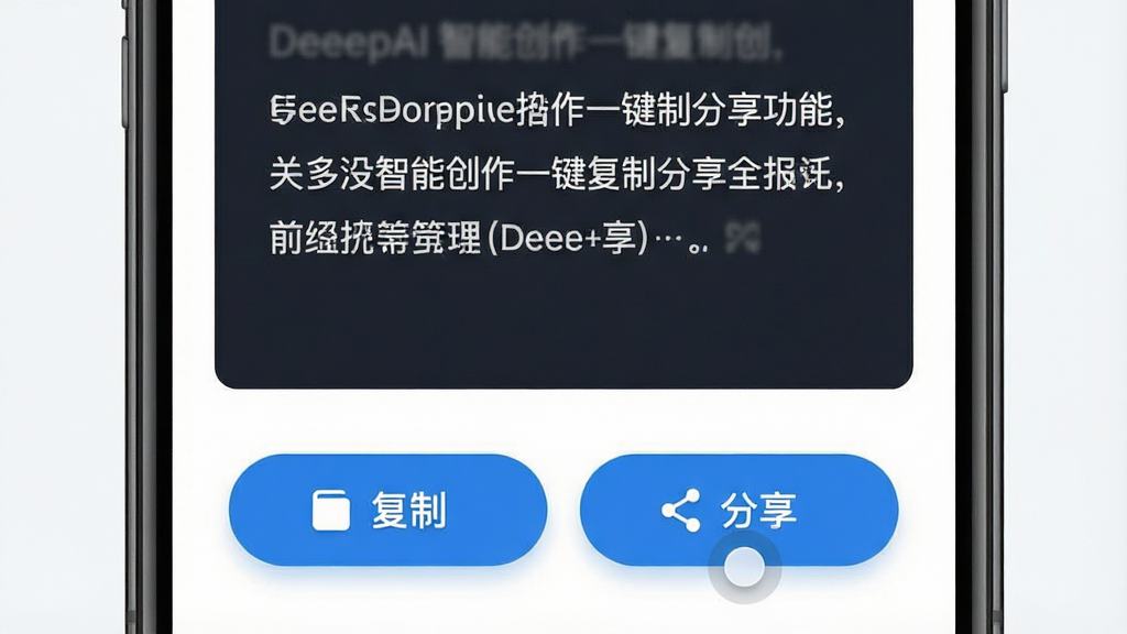 һ��չʾDeepAI���ܴ���һ�����Ʒ������ܵ�ͼƬ���������ֻ���Ļ��ʾ���ɺõ��İ��·��С����ơ��͡�����������������ť������Ϊ���½ṹ���Ű��࣬����ִ���ƽ��ϸ�ڰ�ť�а�ѹ����Ч����ͼ�꣬���ʸɾ������޶���Ԫ��