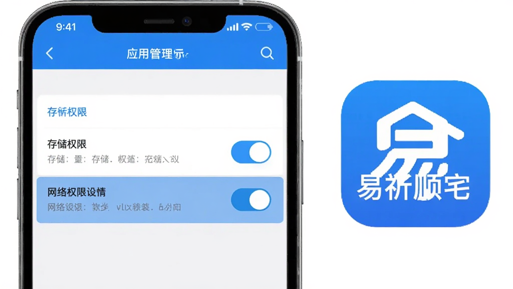 ����˳լApp���ֻ��ϵİ�װ��Ȩ������ʾ��ͼ������չʾ�ֻ����ý�����Ӧ�ù���ҳ�棬������ʾ�洢Ȩ�޺�����Ȩ�޿��أ��Ա�������˳լͼ�꣬��������ˣ�ɫ��������Ϊ�������ʸɾ����޶���Ԫ��