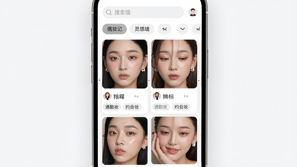 żױ�� ���ǽ���棬�ֻ���Ļ��ʾ�ٲ���ױ�ݿ�Ƭ��ÿ�ſ�Ƭ��ױ��ͼ���û��ǳƺͼ�̱�ǩ�硰ͨ��ױ����Լ��ױ����������������ͷ���ɸѡ��ť�����������¼�Լ������ϸ��