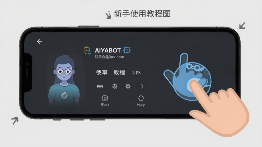 AIYABOT ����ʹ�ý̳�ʾ��ͼ��������һ���ֻ���ʾAIYABOT��װ���棬�Ա�����ָ�����Ļ�Ķ���Ч����������ǳ��ɫ�������̷̳磬���������ɾ�