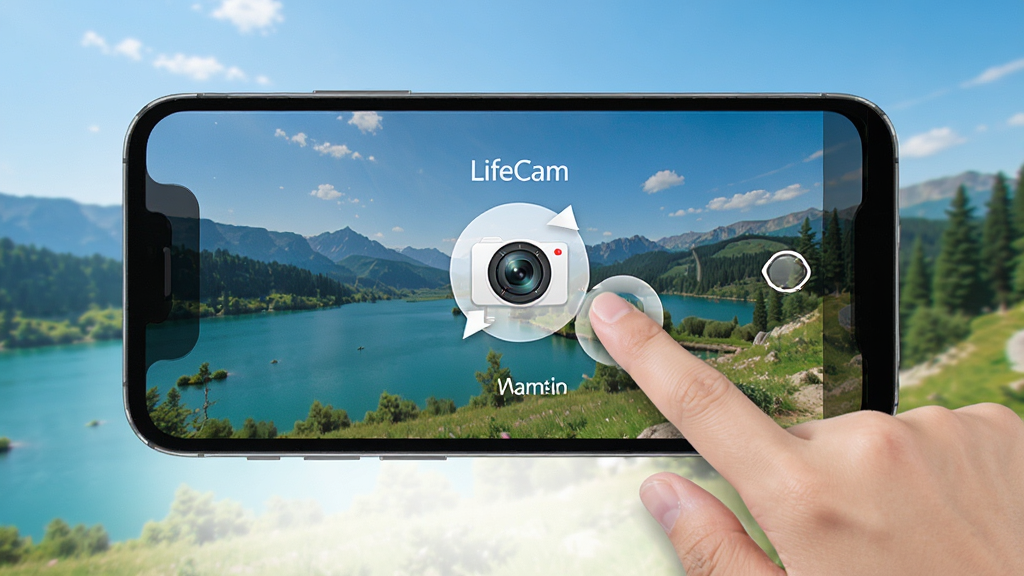 LifeCam ���Ʋ�����ʾͼ��һֻ�����ֻ���Ļ��˫������Ļ��ʾǰ������ͷ�л��Ķ���Ч���������ǻ���羰����񶯸У����ʸɾ��޶���Ԫ��
