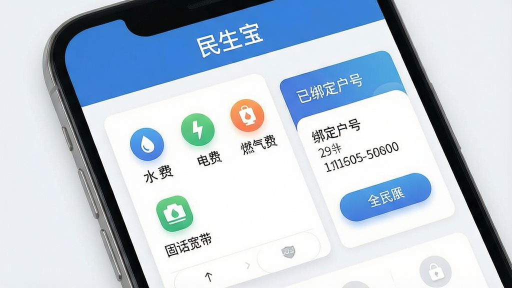 һ��չʾ������App�ڲ�����ҳ���ͼƬ���������ֻ���Ļ��д����Ļ��չʾ������ɷ�ҳ�棬�����ɼ�ˮ�ѡ���ѡ�ȼ���ѡ��̻������Ƚɷ���Ŀͼ�꣬�Ա����Ѱ󶨻��ŵĿ�Ƭ��Ϣ�������Ű��������������ˬ�Ŀ�Ƭʽ��ƣ�ϸ���ϰ�ť����΢�������Ӱ����������������ɾ����޶���Ԫ�أ���Ļ�Ϸ��С���������������