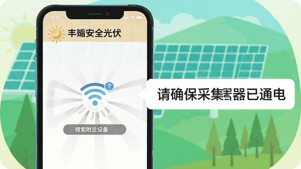 һ��չʾ����ۤ��ȫ�����App�豸�����̵�ʾ��ͼ���������ֻ���Ļ��ʾ�����������豸�ļ��ض�����WiFi�ź�ͼ�꣬�Ա��С���ȷ���ɼ�����ͨ�硱��������ʾ������ƽ���廭��ɫ�����죬ϸ�����������ʸɾ��޶���Ԫ��