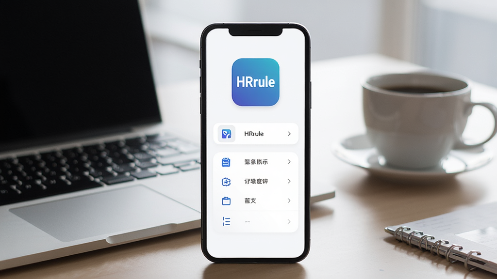һ��չʾ��HRrule���ֻ�Ӧ���������ͼƬ������������һ���ִ������ֻ�����Ļ����ʾ��HRrule��Ӧ��ͼ��ͼ��Ĺ��ܲ˵����棬�����ǰ칫���������бʼǱ����ԺͿ��ȱ����������дʵ��ϸ�����������ʸɾ��޶���Ԫ��