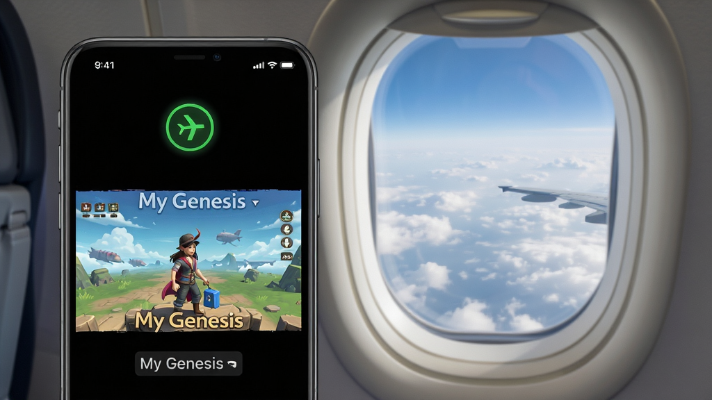 һ��չʾMy Genesis�����������Ե�ͼƬ���������ֻ���ʾ����ģʽͼ�꣬��Ļ��My Genesis��Ϸ�����������У������Ƿɻ��ϴ�����Ʋ㣬��������죬�Ű�ͻ�����߿��ã�ϸ�����������ʸɾ����޶���Ԫ��