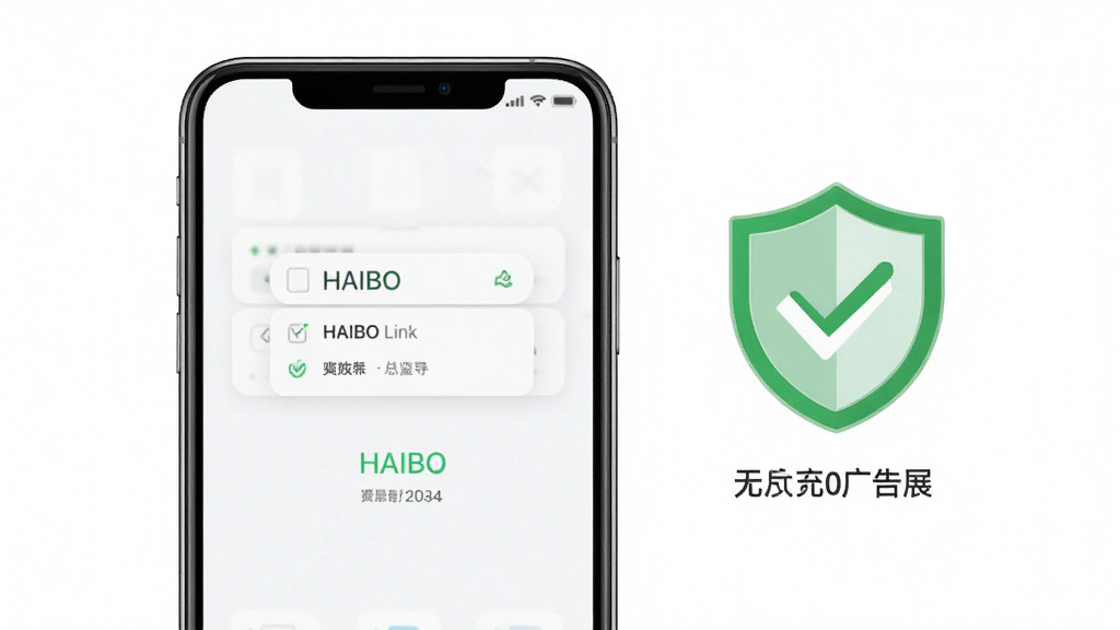 HAIBO Link �������չʾ���������ֻ���Ļ�ɾ��޵������Ա���һ���򹴵Ķ���ͼ���ʾ�޹�棬��������񣬰�ɫ�������߻���