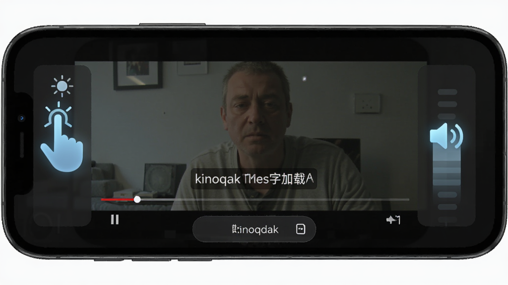 kinoqak ���ƿ�������Ļ���ؽ��棬����Ϊ�ֻ���Ļ��ʾ��Ƶ���Ż��棬��Ļ��������ȵ�������ͼ�꣬�Ҳ�����������ͼ�꣬�ײ�����Ļ�ļ����ذ�ť���Ű���������ʾλ����Ļ��Ե��͸����ʾ�����Ϊ�Ƽ��а�ɫUI��ϸ������Ļ����������ͼ����΢��Ч�������ʸɾ��޶���Ԫ�ء�