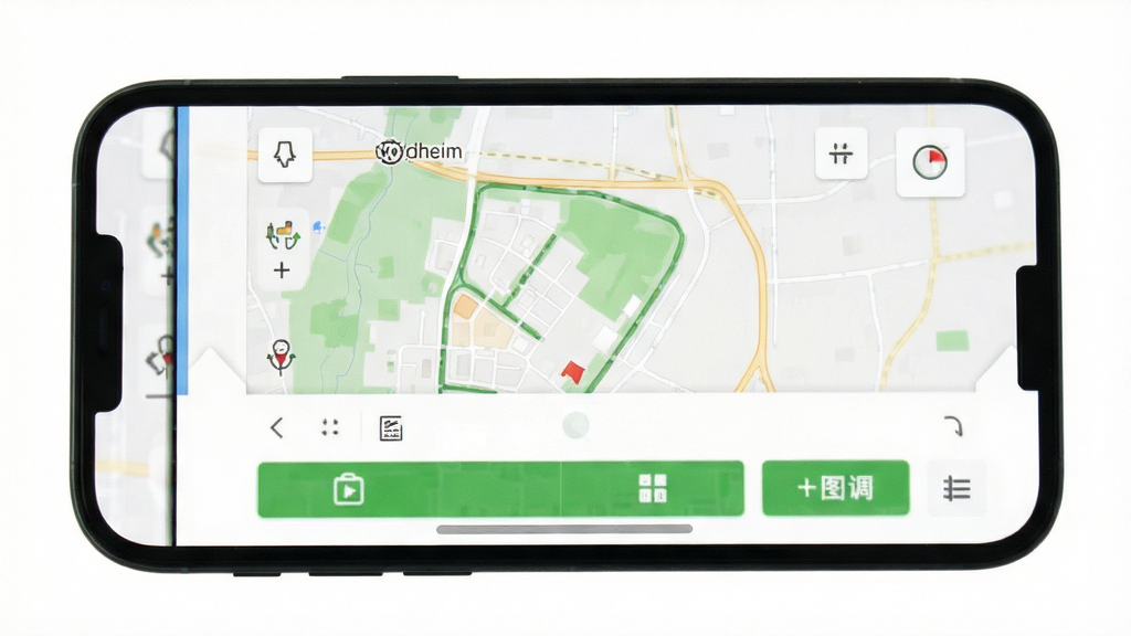 数图田调 无广告清爽界面 手机屏幕展示简洁的采集首页 没有广告横幅和弹窗 只有地图和功能按钮 白色和绿色配色 极简风格 画质干净 无多余元素
