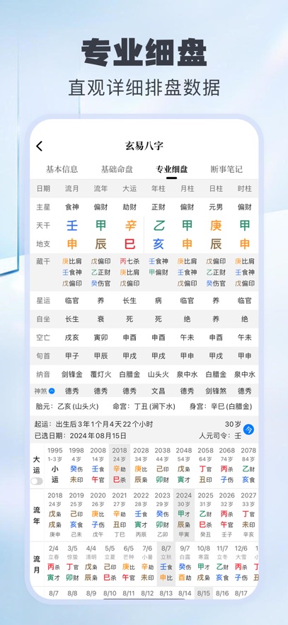 玄易 安卓版 排盘工具 界面