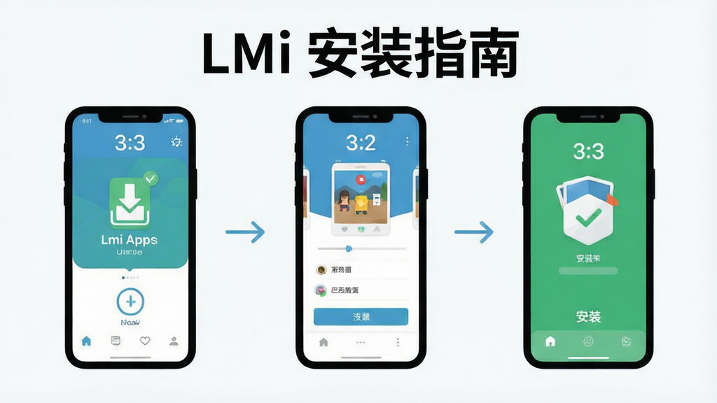 Lmi App���ֻ��ϵİ�װ����ʾ��ͼ������չʾ�ֻ���Ļ�����ص���װ��ɵ��������裬��������������ƽ���������ɾ���ϸ����ȷ������������ͼƬ�д��С�Lmi ��װָ�ϡ�����