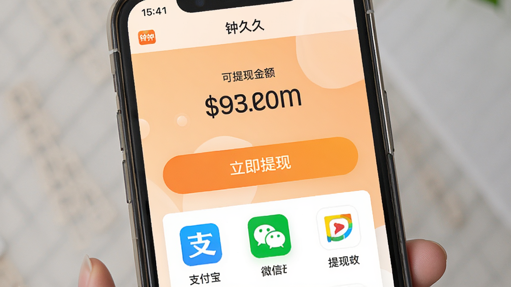 һ���ֻ���Ļ��ͼ��չʾ���Ӿþá�APP������ҳ�棬ҳ��������һ����Ŀ�ġ��������֡���ť���Ϸ���ʾ�����ֽ��·��г�֧������΢�ŵ����ַ�ʽͼ�꣬��������͵Ľ����ɫ����������������ʸɾ��޶���Ԫ��