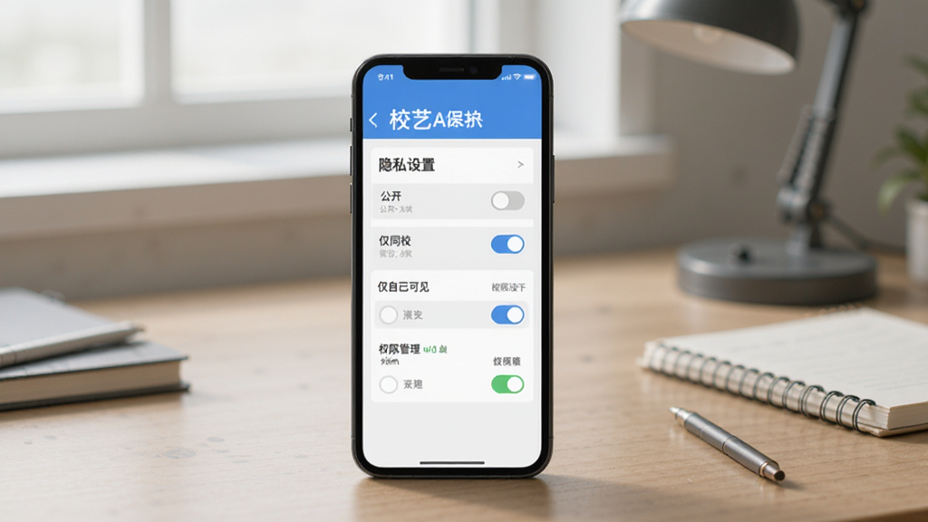 һ��չʾУ��App��˽������Ȩ�޹������ܵ�ͼƬ�������������ֻ���Ļ����Ļ����ʾУ�յ���˽���ý��棬�й�������ͬУ�����Լ��ɼ���ѡ��Ա���Ȩ�޹������أ������ǰ���������������లȫ�����ʸɾ��޶���Ԫ��