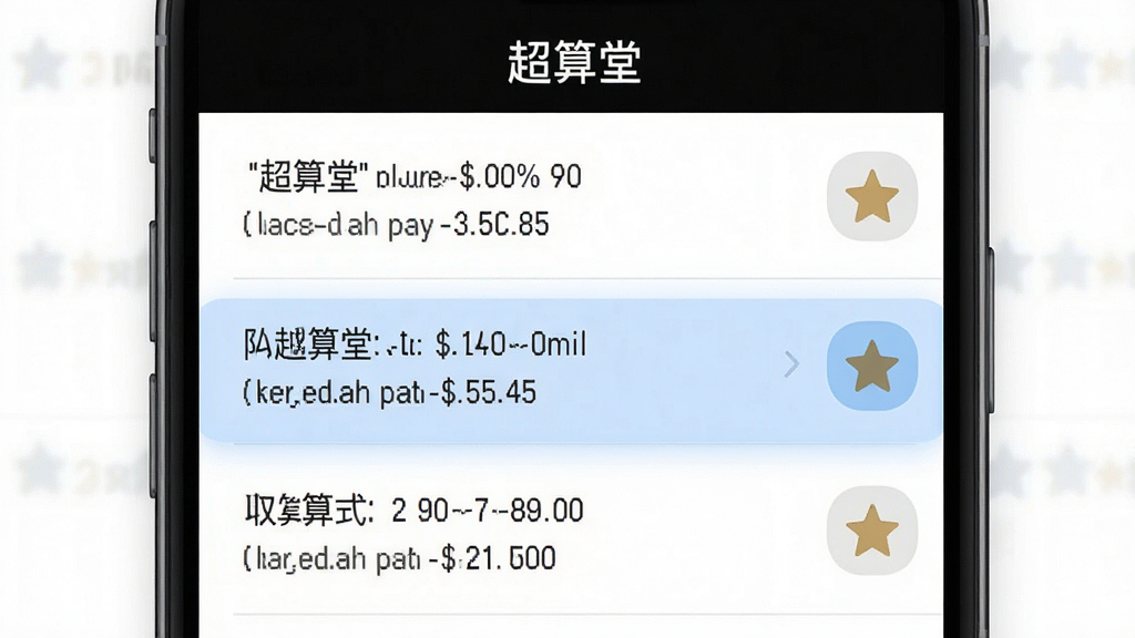 一张手机界面截图风格图,展示“超算堂”的历史记录列表,每条记录包含表达式和结果,右侧有星标收藏按钮。布局为纵向列表,风格为极简卡片风,细节上条目之间有分割线,选中状态高亮。画质干净,无多余元素,图片中带有文字“超算堂”。