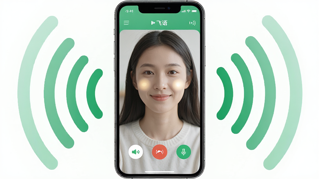 һ��չʾ����App����������Ƶͨ�����ܵ�ͼƬ��������һ���ֻ���Ļ����Ļ����ʾһ�����ڽ�����Ƶͨ���Ľ��棬���������������ϣ��ֻ���Ļռ�ݻ������룬��Χ�г�����źŲ���ͼ�ꡣ�Ű��࣬����ִ�������ɫ�Ͱ�ɫΪ����ϸ���ϣ�ͨ�������������İ�ť�������沿�����Ч�������ʸ��壬�ɾ����޶���Ԫ�ء�