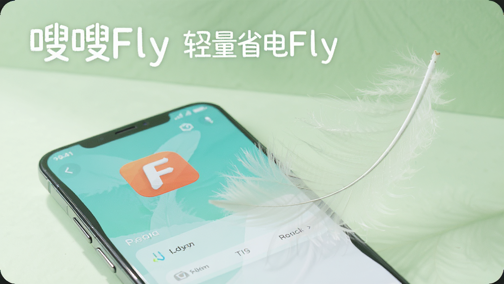 һ��չʾ��Fly����ʡ�����Ե�ͼƬ��������һ���ֻ���һƬ��ë����һ���ֻ���Ļ����ʾ��Fly��ͼ��ͽ��棬��ë������ӯ�������ǵ���ɫ����Fly�����ֱ�ʶ�����ɼ������������Ȼ��ϸ����ͣ����ʸɾ���