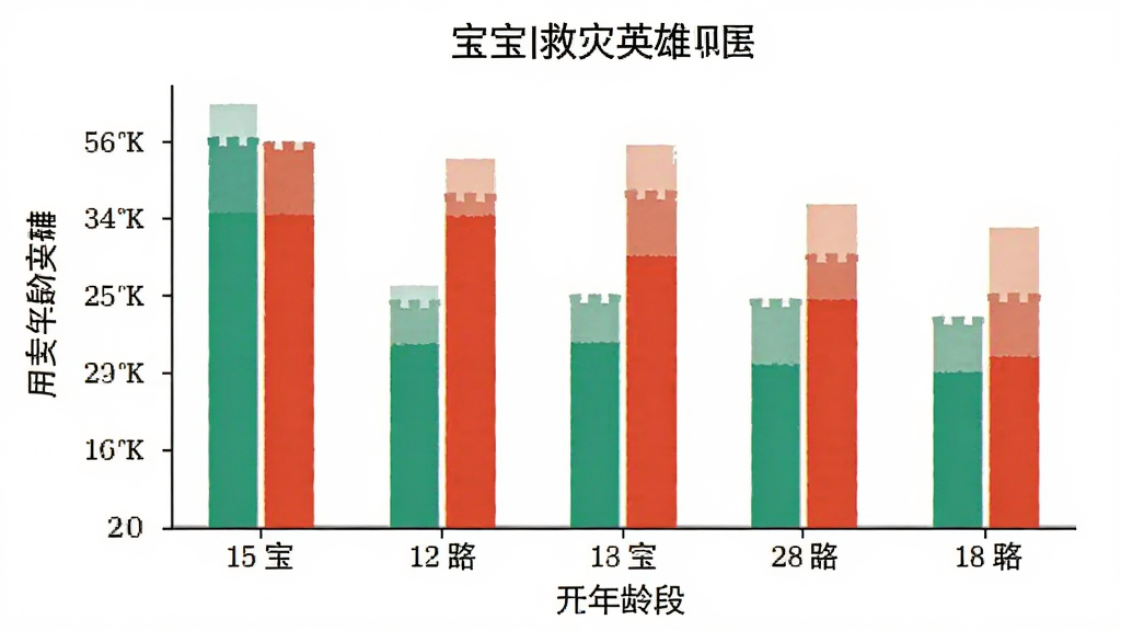 宝宝救灾英雄 用户年龄分布柱状图 横轴为年龄段 纵轴为百分比 数据清晰 图表风格简洁