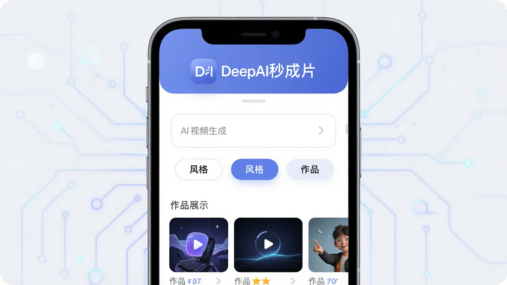 һ��չʾDeepAI���Ƭ�����������ͼƬ���������ֻ���Ļ������������������ʾDeepAI���Ƭ���ֱ�ʶ���м���AI��Ƶ���������ͷ��ѡ��ť���ײ�����Ʒչʾ��������ִ��Ƽ��У�ϸ��Բ�󣬻��ʸɾ��޶���Ԫ�أ��޶�������