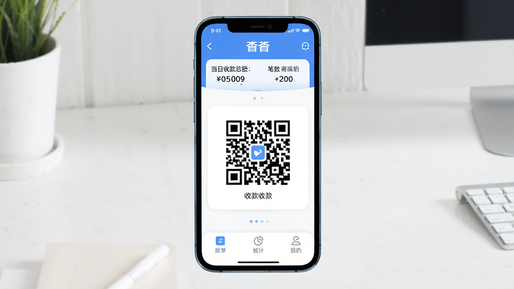 һ��չʾ����App���Ľ�����ֻ�����ͼ���ֻ���Ļ������ʾ�ŵ����տ��ܶ�ͱ������м���һ����Ŀ���տ��ά�룬�ײ����˵���ͳ�ƺ��ҵ�����ѡ���������������ɫΪ��������ִ���ƽ��ϸ��Բ�󣬻��ʸɾ��������Ǽ�Լ�����滷���������������޶���Ԫ��
