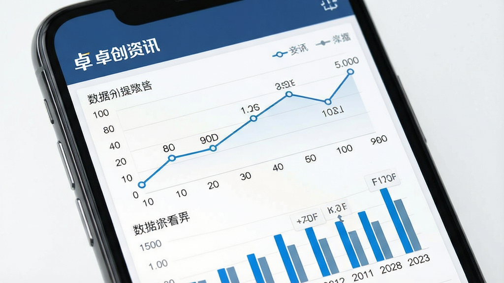 生图提示词:一张展示“卓创资讯”数据分析功能的手机界面图,主体为手机,布局展示一张带有折线图和柱状图的综合数据看板,排版为上下结构,风格商务简约,细节包含坐标轴、数据点标签和“卓创资讯”Logo,画质高清,干净,无多余元素