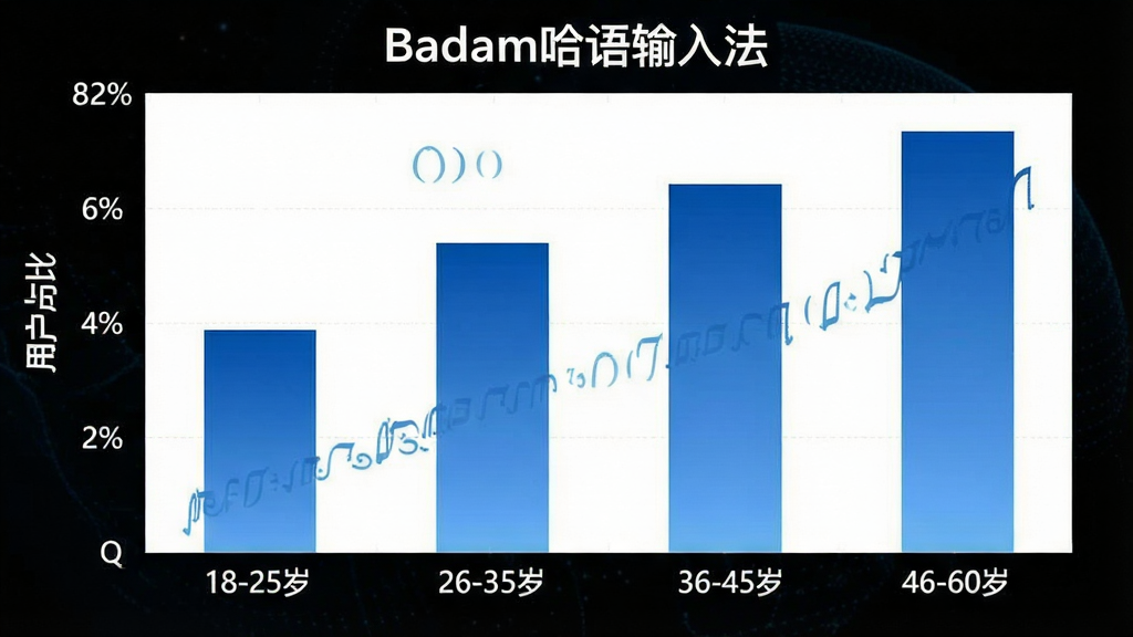 һ��Badam�������뷨�û�����ֲ���״ͼ��������������״ͼ������Ϊ�����18-25�ꡢ26-35�ꡢ36-45�ꡢ46-60�꣬����Ϊ�û�ռ�ȣ�������ɫΪ��ɫ���䣬����Ϊ���У����Ϊ���ݿ��ӻ�ͼ����ϸ�������Ӹ߶��������������ע��ȷ�����ʸɾ����޶���Ԫ�أ�ͼƬ�д��С�Badam�������뷨������