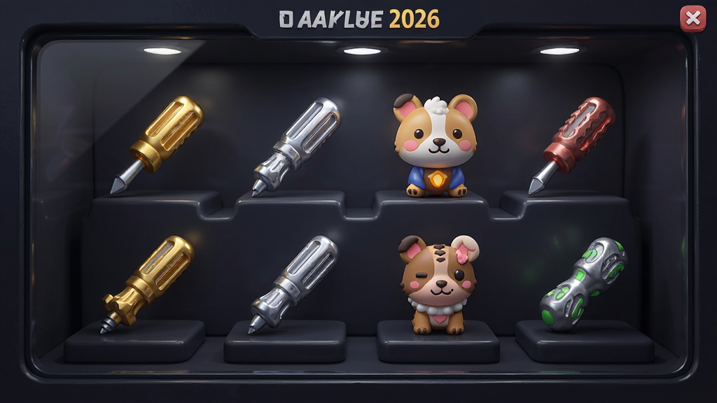 ��˿������2026 ��Ϸ�еĵ��ߺ�Ƥ��չʾ���棬��Ļ�ϳ����Ų�ͬ��ɫ�Ͳ��ʵ���˿��Ƥ�����н�ɫ�ġ���ɫ�ġ����п�ͨ�������͵ģ���������ɫչ̨�����������һ��������¿ɰ������ʸ��壬�޶���Ԫ��