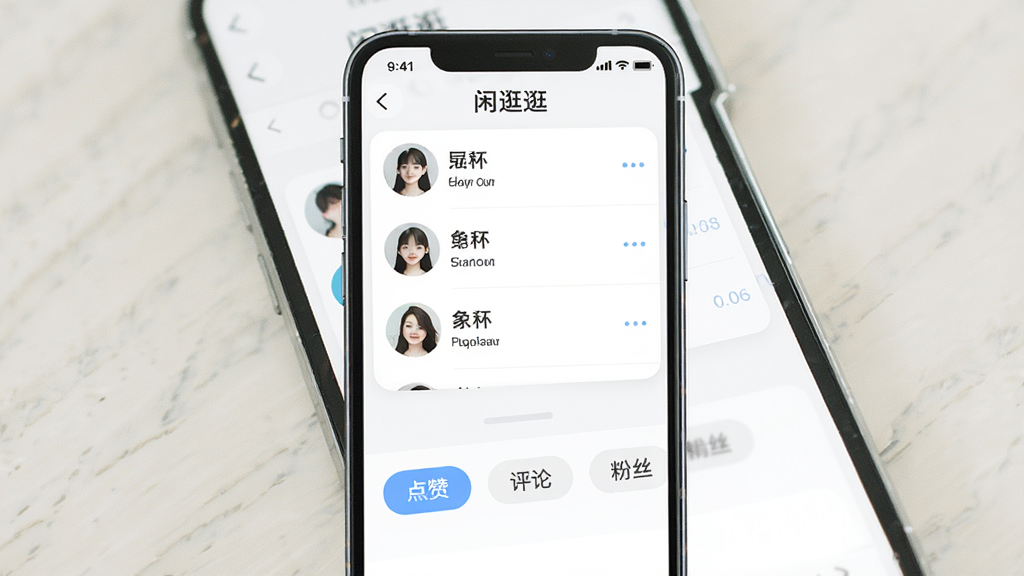 һ��չʾ���й�䡱App��Ϣ֪ͨ���ע�б�������ֻ���Ļʾ��ͼ��������һ�������ֻ�����Ļ�ϰ벿���ǹ�ע�б�ͷ����ǳƣ��°벿������Ϣ�����ǩ�����ޡ������ۡ�����˿�����Ű��������򣬷���Լ��ˬ��ϸ��Բ�󣬻��ʸɾ��޶���Ԫ�أ������ֻ�����չʾͼ