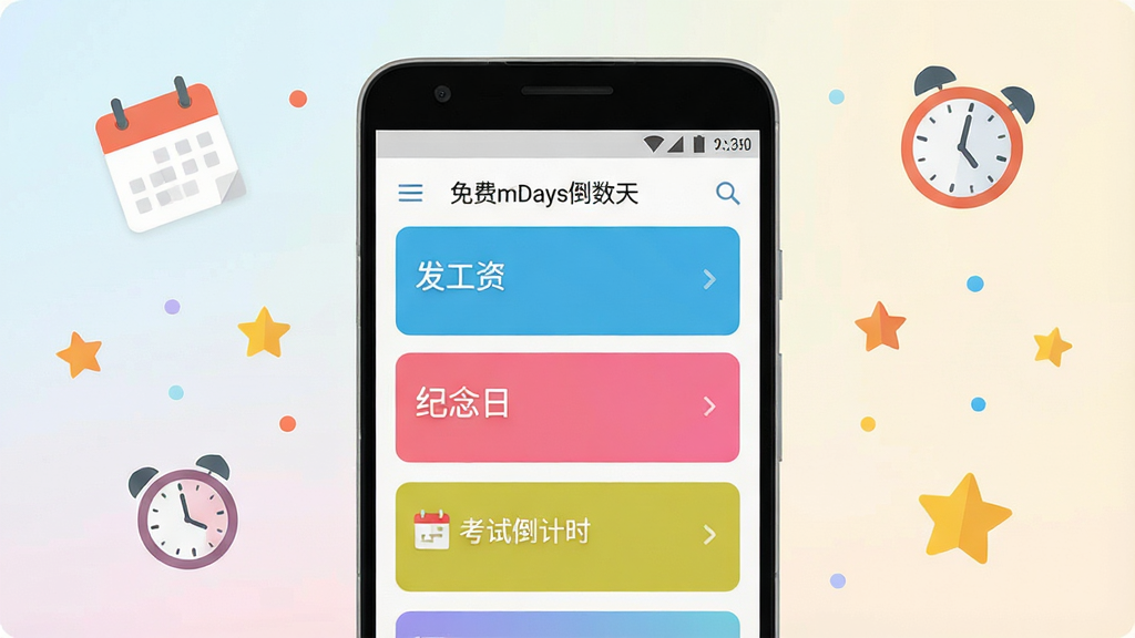 ���mDays������ �ֻ�Ӧ��������չʾ������������һ����׿�ֻ����ֻ���Ļ����ʾ�Ÿɾ���ˬ�ĵ������б��������������ʡ����������ա��������Ե���ʱ���Ȳ�ɫ��Ƭ����������͵�ǳɫ���䣬��Χɢ����������ʱ�ӡ�С���ǵı�ƽ��ͼ�꣬���������ִ������ʸɾ��������޶���Ԫ��