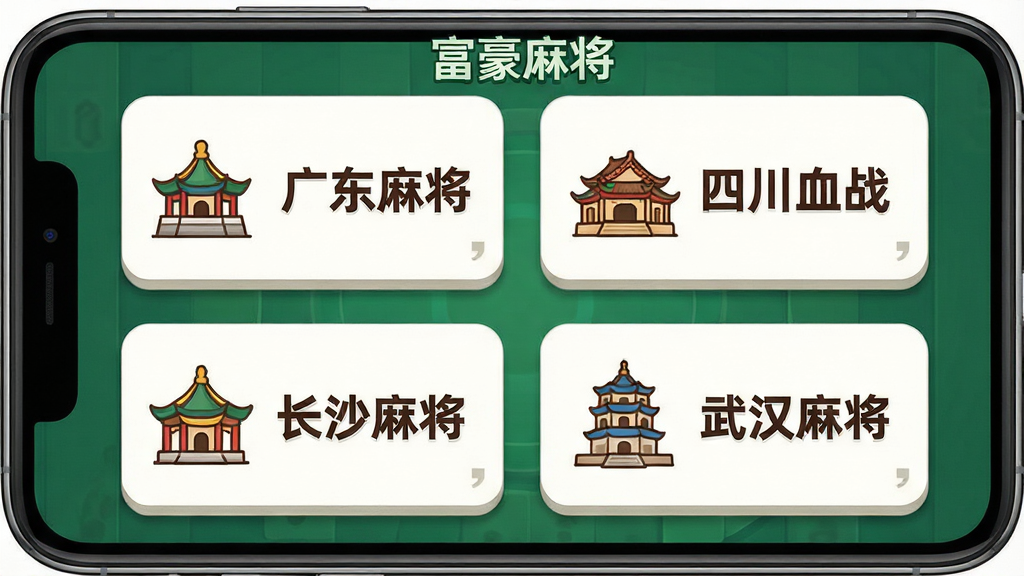 һ��չʾ�������齫����Ϸ�ڶ��ֵط��齫�淨ѡ������ͼƬ������������һ���ֻ���Ļ����Ļ�������š��㶫�齫�������Ĵ�Ѫս��������ɳ�齫�������人�齫����ѡ�Ƭ��ÿ����Ƭ���ж�Ӧ�ĵ����־�Խ���Сͼ�꣬����Ϊ�������е�����״�����Ϊ��ͨ��ƽ����ϸ���Ͽ�Ƭ����΢������Ӱ��Բ�ǣ������������ɾ��޶���Ԫ�أ����ֱ�������š������齫��